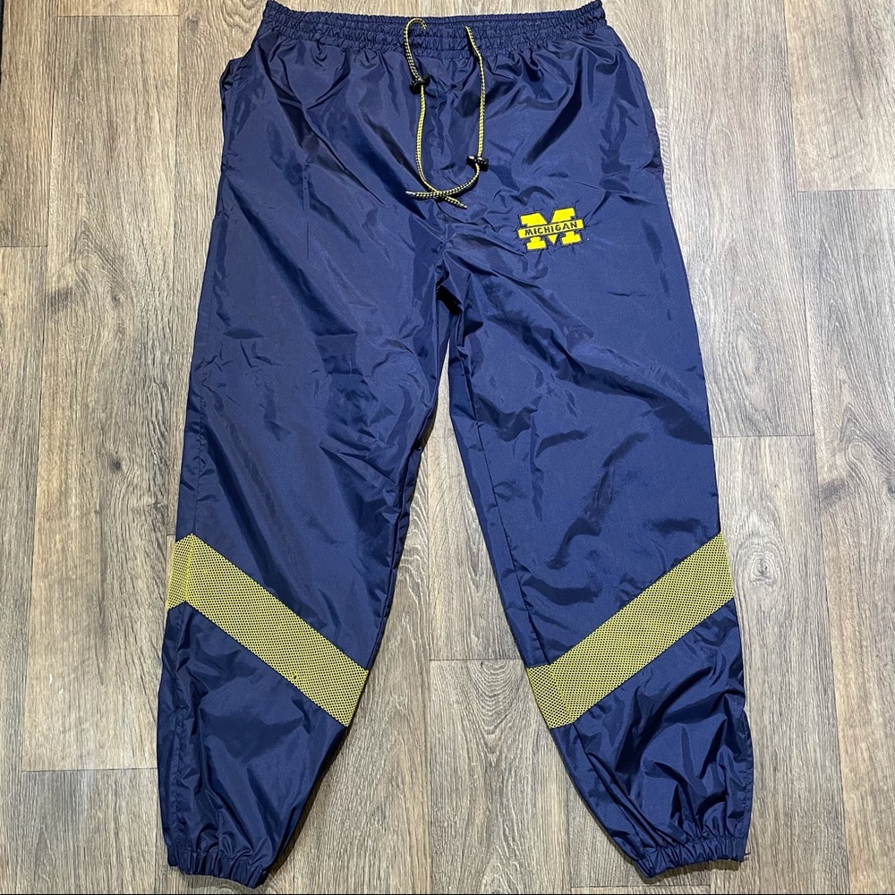 Michigan Wolverines Football Warmups Track Pants Joggers Nylon Cotton Lined XXL